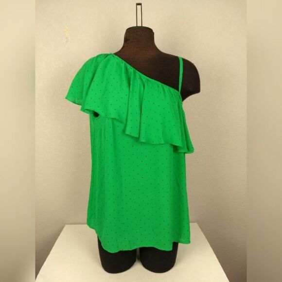 Torrid Polka Dot Georgette One Shoulder Top Size 1 - Picture 3 of 10